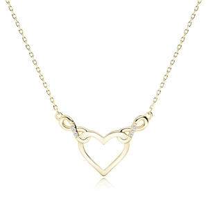 Silver (925) gold-plated necklace - heart and infinities with white zirconias