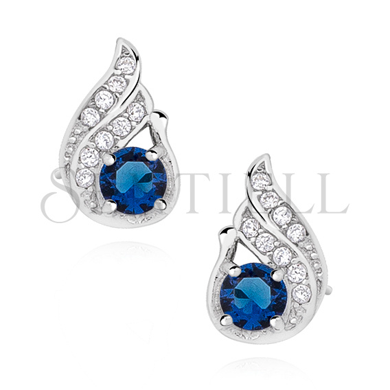 Silver (925) elegant earrings with sapphire zirconia