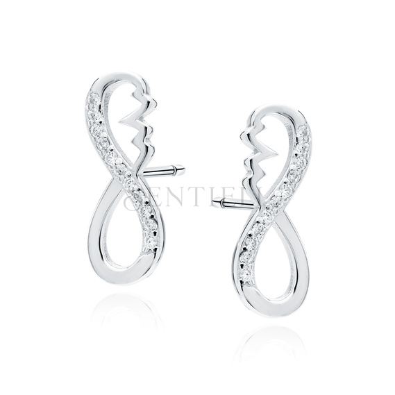 Silver (925) earrings infinity with pulse and white zirconias