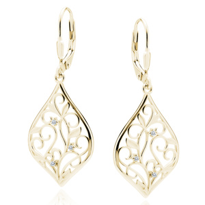 Silver (925) gold-plated earrings with white zirconias