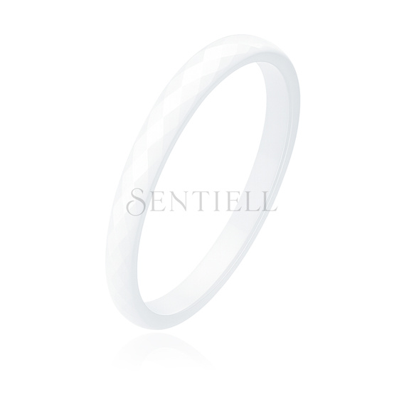 White faceted ceramic ring 3mm