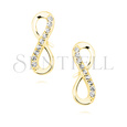 Silver (925) Earrings white zirconia - gold-plated infinity