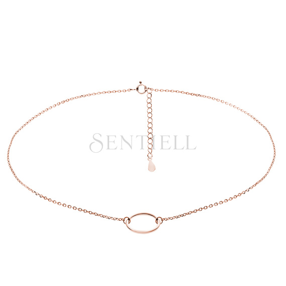 Silver (925) rose gold-plated choker necklace with circle