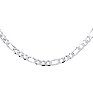 Silver (925) diamond-cut chain - figaro extra flat Ø 180 rhodium-plated