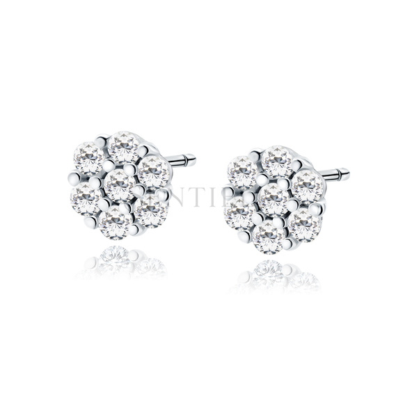 Silver (925) earings - flower with white zirconias