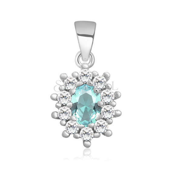 Silver (925) pendant aquamarine colored zirconia