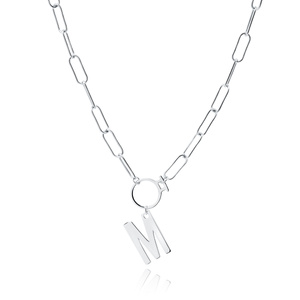 Silver (925) necklace - letter M with circle