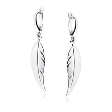 Silver (925) elegant feather earrings