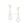 Silver (925) stylish, bridal earrings with zirconia, gold-plated