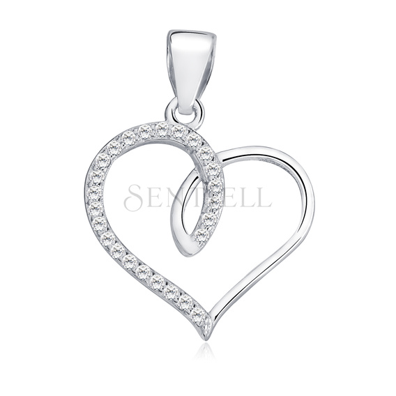 Silver (925) heart pendant with zirconia