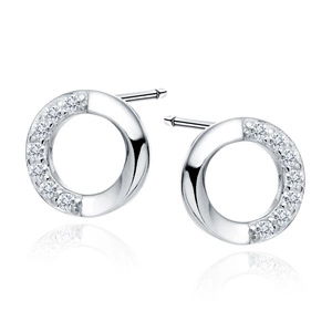 Silver (925) earrings circles with white zirconias