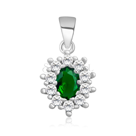 Silver (925) pendant emerald colored zirconia