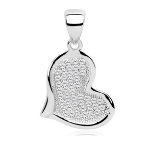 Silver (925) pendant white zirconia - heart concave