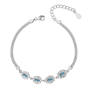 Silver (925) fashionable bracelet with aquamarine zirconias