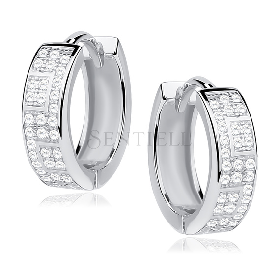 Silver (925) earrings hoop with zirconia