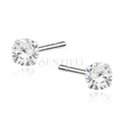 Silver (925) earrings round white zirconia diameter 5mm