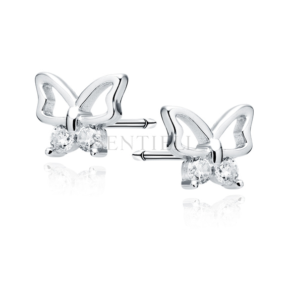 Silver (925) earings - butterfly with white zirconias