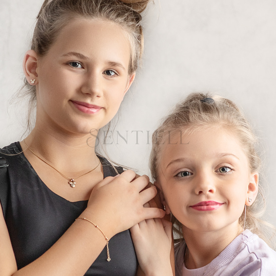 Pulsera de plata de ley 925 con ancla de diamante Ø 030 chapada en oro con bolas