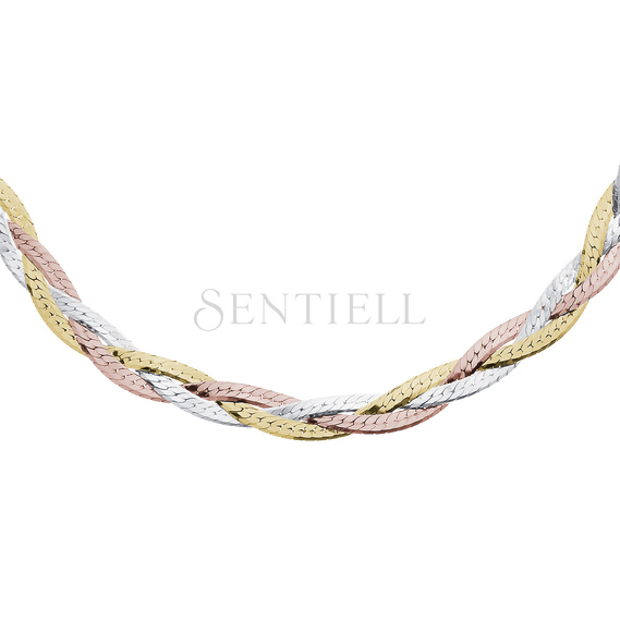 Silver (925) braided plait chain necklace Ø 040 - gold & rose gold