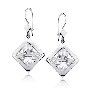 Silver (925) Earrings big white zirconia