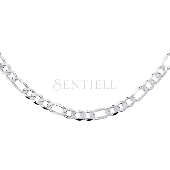 Silver (925) diamond-cut chain - figaro extra flat Ø 180 rhodium-plated