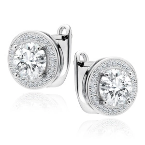 Silver (925) earrings with round white zirconia