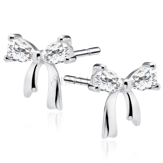 Silver (925) earring bows with white zirconias