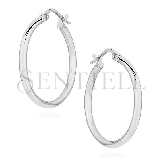 Silver (925) earrings hoops - highly polished