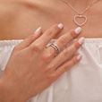 Silver (925) ring - hearts with white zirconia