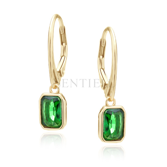 Silver (925) gold-plated earrings with emerald zirconia