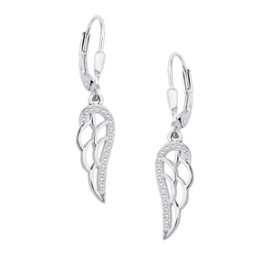 Silver (925) Earrings - wings with white zirconia