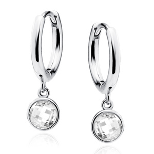 Silver (925) earrings hoop with white zirconias