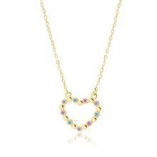 Silver (925) gold-plated necklace - heart with zirconias