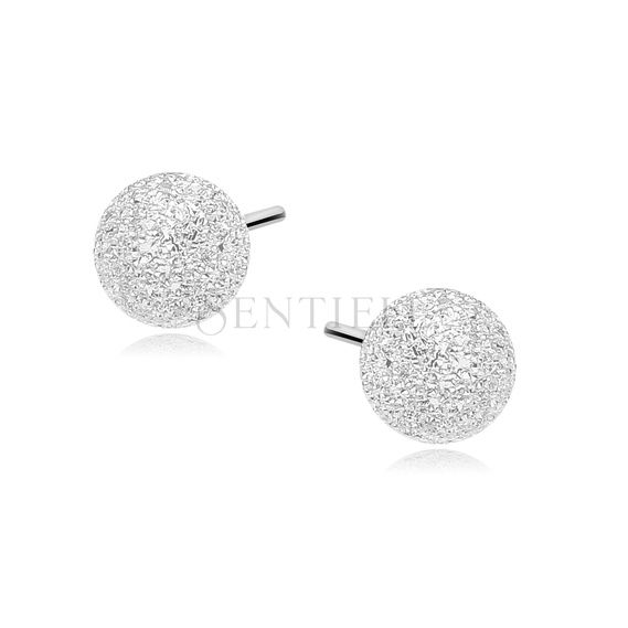 Silver (925) earrings diamond-cut balls 5mm