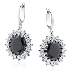 Silver (925) Earrings black colored zirconia