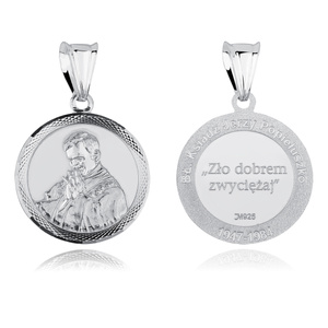 Colgante de plata de ley 925 - beato sacerdote Popiełuszko