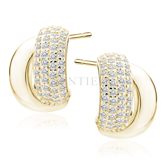 Silver (925) gold-plated earrings with white zirconias