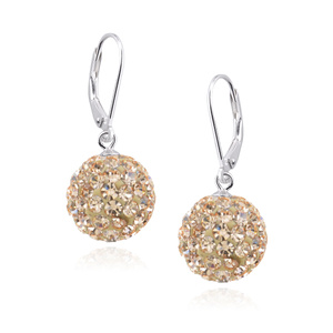 Silver (925) earrings peach disco ball