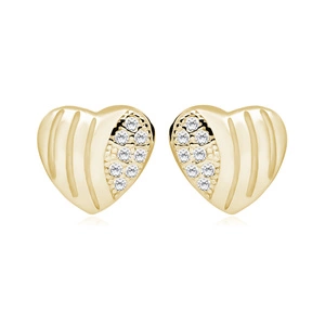 Silver (925) Earrings zirconia hearts microsetting gold-plated
