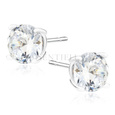 Silver (925) earrings round white zirconia diameter 7mm