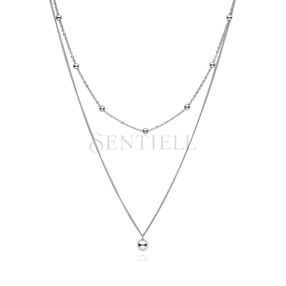 Silver (925) double necklace with balls