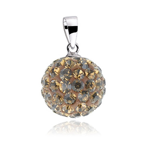 Silver (925) pendant disco ball 10mm brown classic