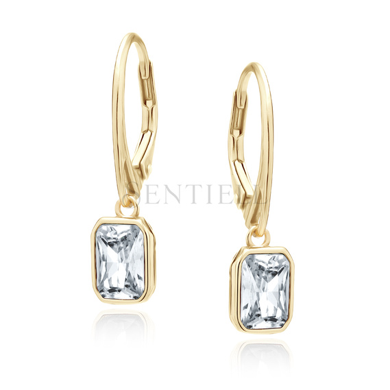 Silver (925) gold-plated earrings with white zirconia