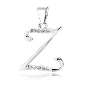 Silver (925) pendant with white zirconias - letter Z