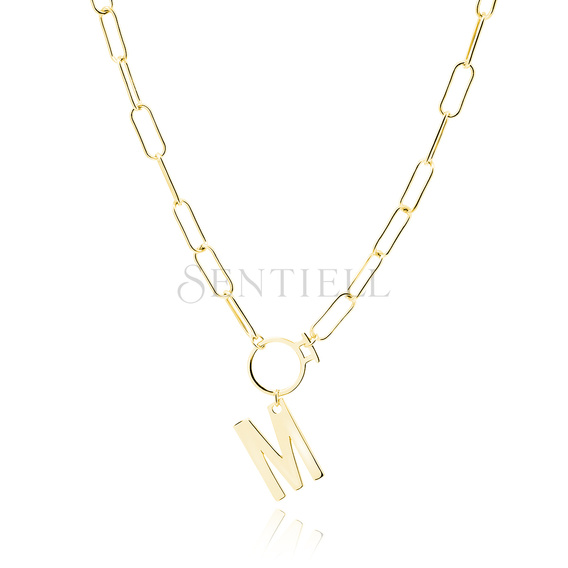 Silver (925) gold-plated necklace - letter M with circle