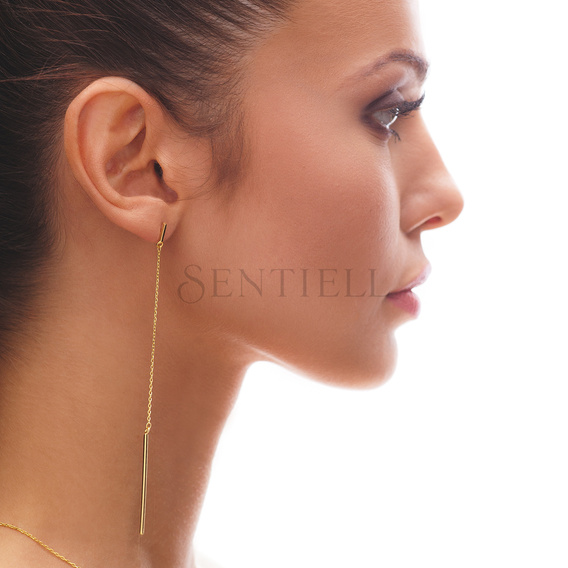 Silver (925) long, gold plated earrings