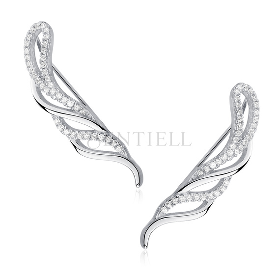 Silver (925) cuff earrings with zirconia