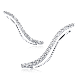 Silver (925) cuff earrings with zirconia