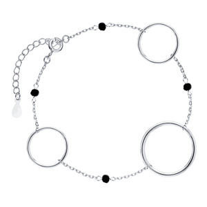 Pulsera de plata de ley 925 con círculos y espinelas negras
