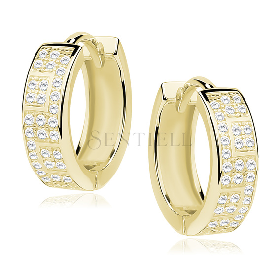 Silver (925) gold-plated earrings hoop with zirconia